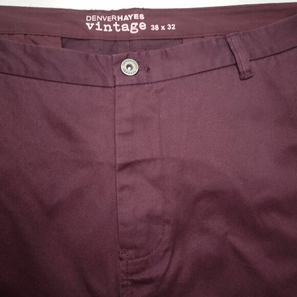 Denver Hayes Vintage Men's Size 38/32 Unhemmed Burgundy Chinos - Picture 7 of 12